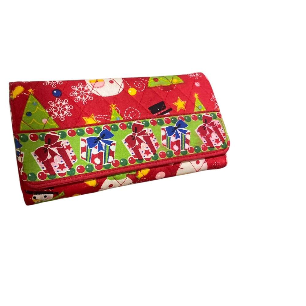 🎁 Quilted Festive Snowmen ⛄️ Red Tote Bag with Matching Wallet - Picture 3 of 8